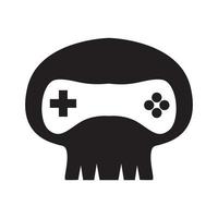 caveira preta com design de logotipo de gamepad símbolo gráfico de vetor ícone sinal ilustração ideia criativa