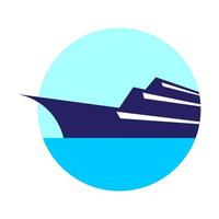 navio de cruzeiro com logotipo abstrato água do mar símbolo ícone vetor design gráfico ilustração ideia criativa