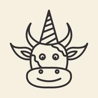 vaca aniversário hipster logotipo símbolo ícone vetor design gráfico ilustração ideia criativa