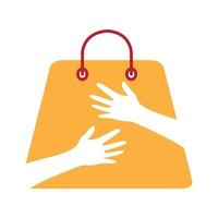sacola de compras abraço logotipo símbolo ícone vetor design gráfico ilustração ideia criativa