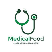 modelo de logotipo de vetor de alimentos médicos. este design usa o símbolo do estetoscópio. adequado para a saúde.