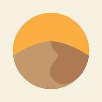 círculo simples com ilustração de design gráfico de vetor de ícone de símbolo de deserto e pôr do sol
