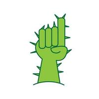 mão com cacto planta logotipo verde símbolo ícone vetor ilustração design gráfico