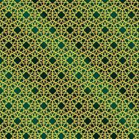 fundo de padrão islâmico de cor verde e ouro vetor