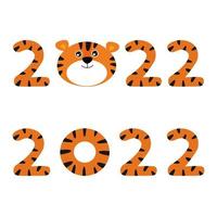 símbolo de saudação de ano novo de 2022 com cabeça de tigre caricatural vetor