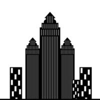 ilustração de silhueta plana em preto e branco do vetor de construção da cidade