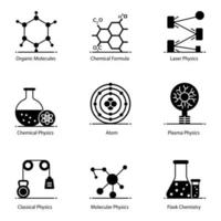 pacote de ícones planos de física molecular vetor