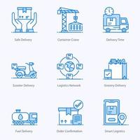 pacote de ícones planos de serviços de carga vetor