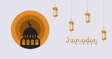 ramadan kareem saudação design islâmico com ilustração de caligrafia árabe ramadan kareem e lanterna. ilustração de lanterna. ilustração plana do Ramadã Kareem. vetor