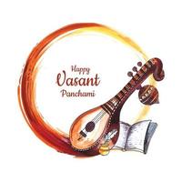 feliz vasant panchami hindu festival fundo de cartão de celebração vetor