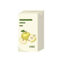pacote quadrado de suco de maçã. doce de fruta saudável, líquido saboroso. ilustração vetorial plana vetor