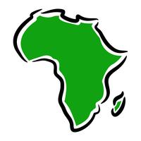 Mapa detalhado do continente de África em silhueta preta vetor