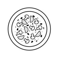 ilustração de ícone de contorno de pizza de cogumelo no fundo branco vetor