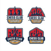 logotipo premium de design de emblema de xadrez vetor