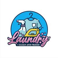logotipo de design limpo e fresco de lavanderia vetor