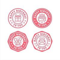 coleção de logotipo de design de selos de feliz aniversário vetor