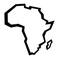 Mapa detalhado do continente de África em silhueta preta