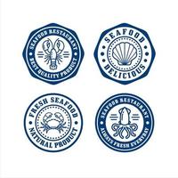 coleção de logotipo de design de carimbo de restaurante de frutos do mar vetor