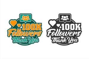 100k seguidores obrigado projetar logotipo premium vetor