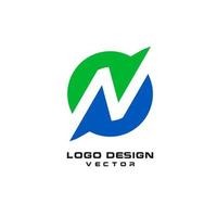 modelo de logotipo de letra abstrata n vetor