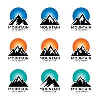conjunto de vetores de modelo de logotipo de montanha e céu