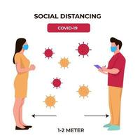 distanciamento social. mantenha distância na sociedade pública para se proteger do surto de covid-19. vetor