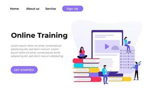 conceito moderno de design plano de educação para banner do site e template.online da página de destino treinamento, treinamento e cursos, aprendizagem. ilustração vetorial. vetor