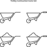 conjunto de ícones de construção de carrinho isolado no fundo branco. ícone de construção de carrinho símbolo de construção de carrinho moderno e moderno para logotipo, web, app, ui. sinal simples de ícone de construção de carrinho. vetor