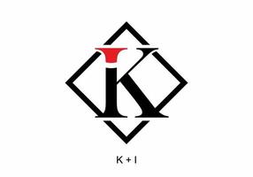 preto e vermelho da letra inicial do ki vetor