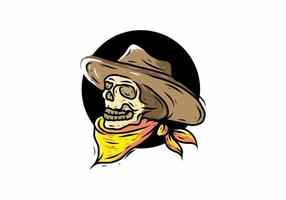 desenho de cor amarela marrom de cowboy esqueleto vetor