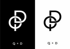 cor preto e branco da letra inicial qd ou dq vetor