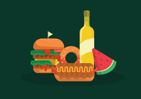 Ilustração plana de vetor de comida de verão