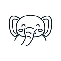 cabeça de elefante sorriso fofo ilustração em vetor logotipo de linha de desenho animado