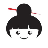 cabeça de cultura do japão garotinha logotipo fofo símbolo ícone vetor design gráfico ilustração ideia criativa