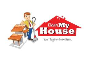 logotipo de manutenção de serviço de casa de limpeza vetor