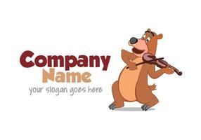 urso pardo tocando ilustração engraçada de personagem de mascote de violino vetor