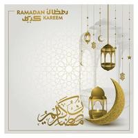 cartão de saudação ramadan kareem design de vetor padrão floral islâmico com bela lanterna e caligrafia árabe para fundo, banner, papel de parede, brosur, flyer, decoração e capa