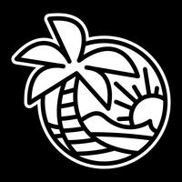 Ondas de praia de verão Ocean Palm Tree Férias de férias tropicais icon vetor