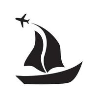 barco de silhueta com design de logotipo de avião voador gráfico vetorial símbolo ícone sinal ilustração ideia criativa vetor