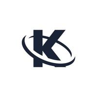 letra k logotipo inicial com forma de círculo. logotipo do alfabeto swoosh simples e minimalista vetor