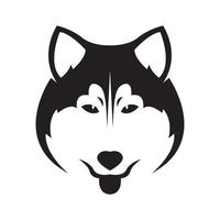 rosto isolado lobo preto ou husky siberiano design de logotipo vetor gráfico símbolo ícone sinal ilustração ideia criativa