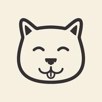cabeça de linha bonito sorriso gatinho desenho animado hipster logotipo símbolo ícone vetor design gráfico ilustração ideia criativa