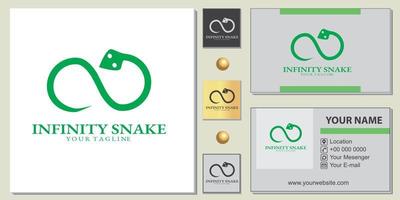 modelo premium de logotipo de cobra infinita verde com vetor de cartão de visita elegante eps 10