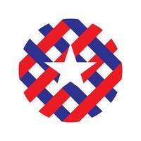 cruz política vermelha e azul com design de logotipo de estrela vetor