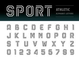 letras e números do alfabeto atlético moderno, fonte de letra leve para tecnologia, esporte, moda, futuro futurista vetor