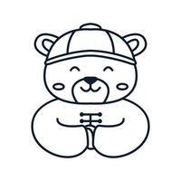 urso animal com pano de cultura tradicional chinesa vetor de ilustração de desenho animado fofo