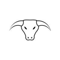 cara brava cabeça touro linha ícone de design de logotipo longhorn vetor