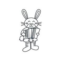 coelho ou coelho toca ilustração em vetor de desenho animado de linha de acordeão