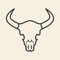 vaca crânio linha hipster logotipo design vetor gráfico símbolo ícone sinal ilustração ideia criativa