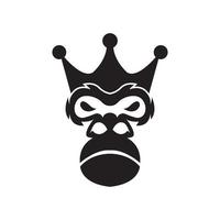rosto gorila com coroa rei logotipo símbolo ícone vetor design gráfico ilustração ideia criativa